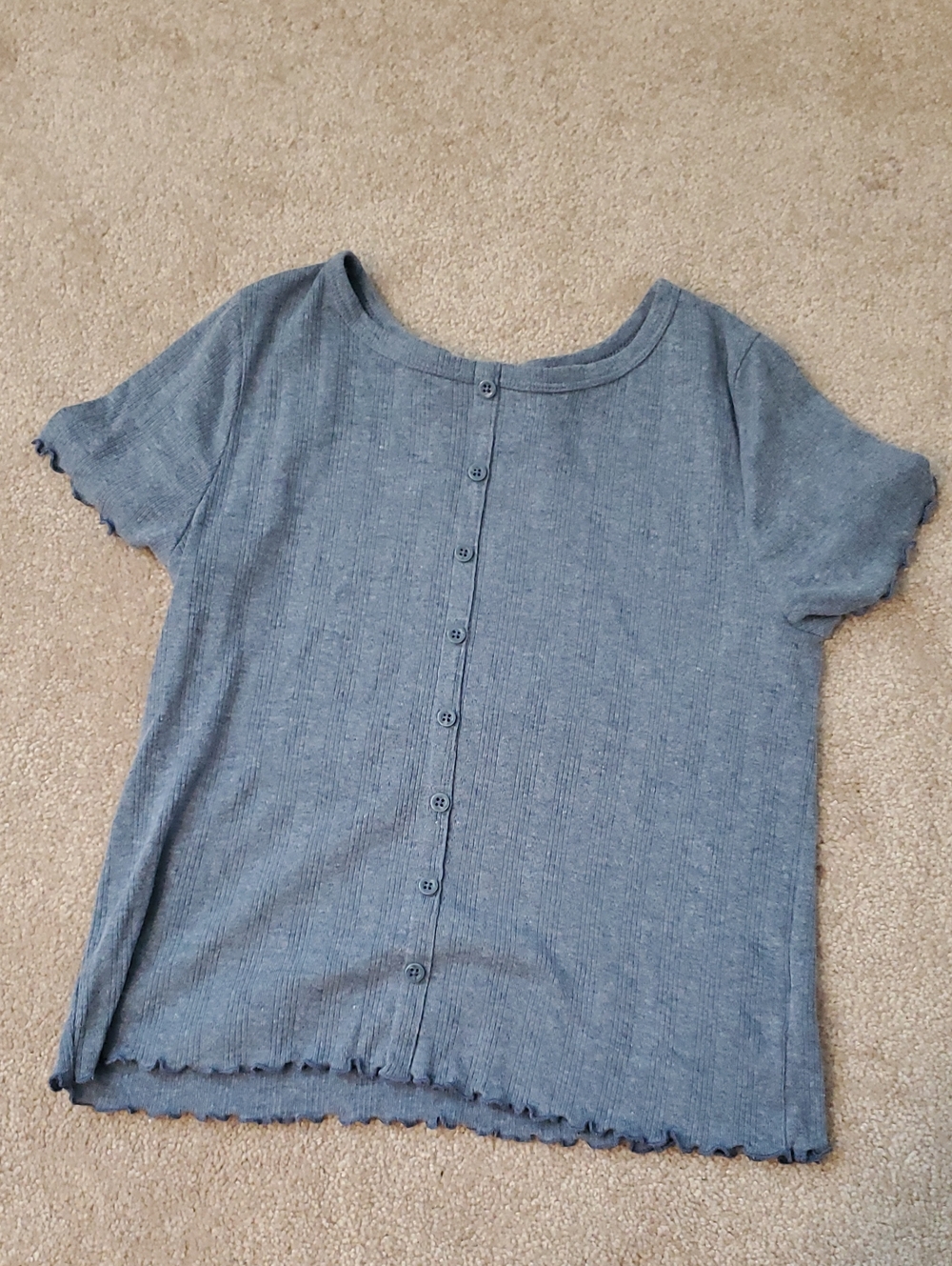 wonder nation Heathered Blue Ribbed Tee Girls XXL 18